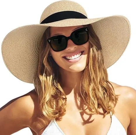 FURTALK Wide Brim Straw Sun Hat
