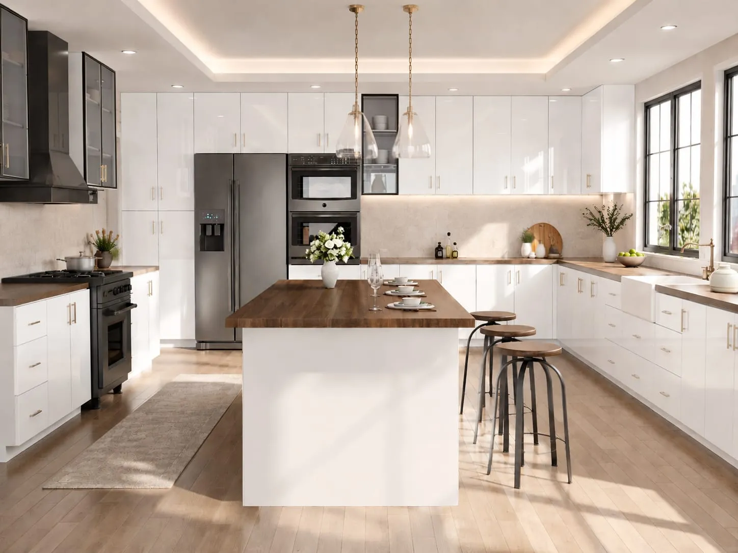 Euro frameless glossy white kitchen cabinet