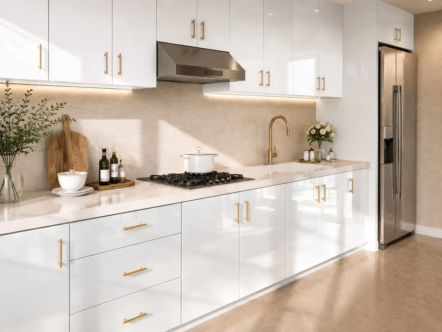 Euro frameless glossy white kitchen cabinet