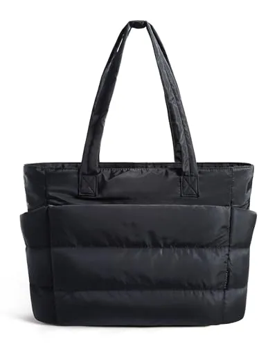 BAGSMART Puffy Tote — side view showing thickness and quilting detail