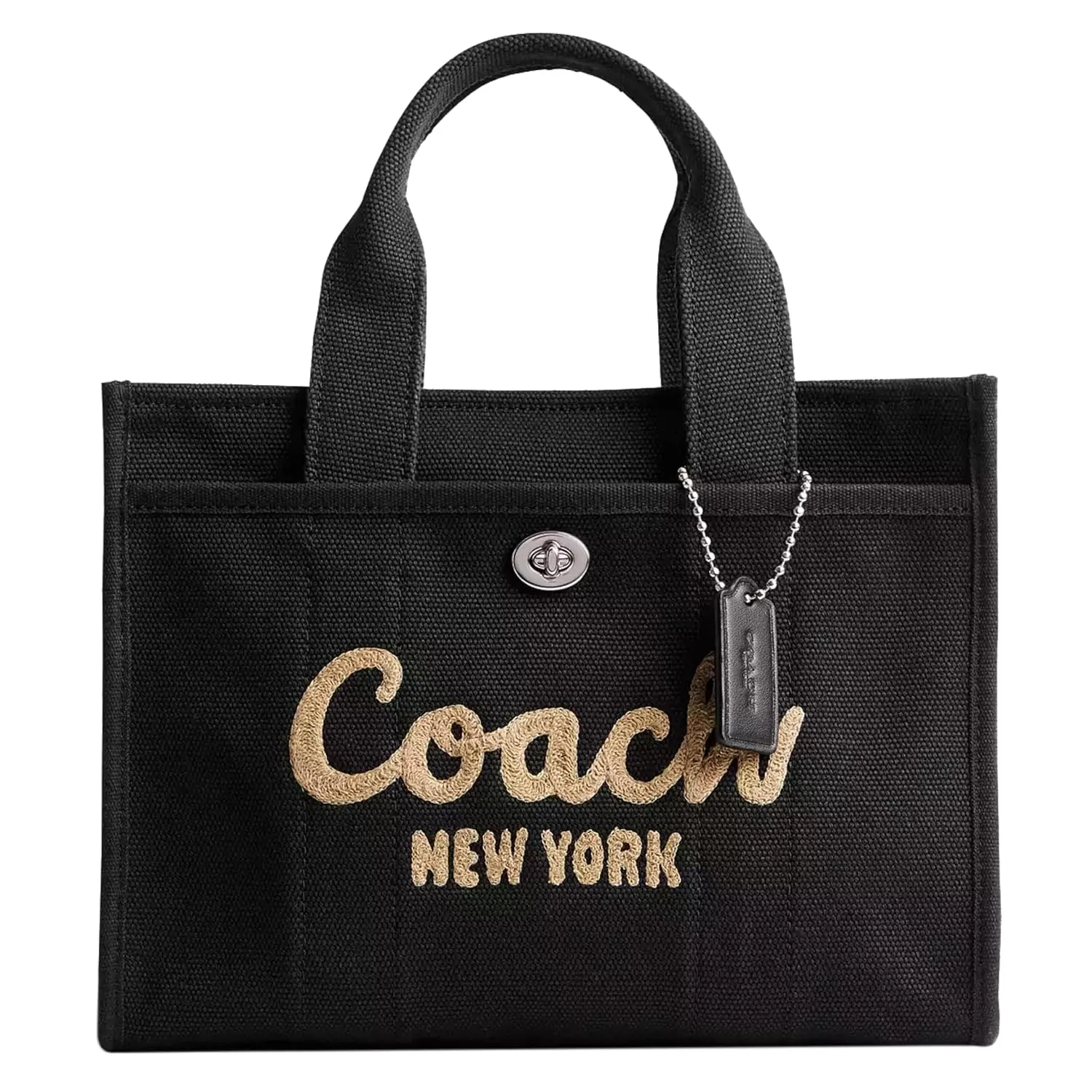 Coach Cargo Tote 26 — front view, signature turnlock closure