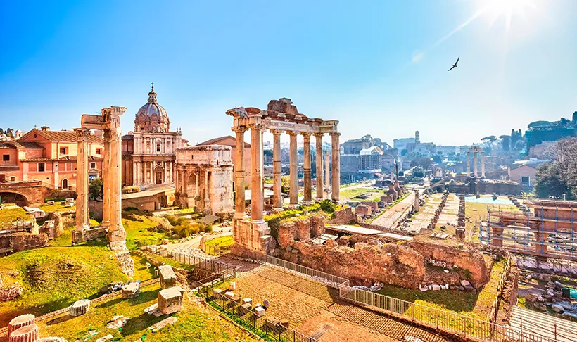 Palatine Hill — ancient ruins beyond the Colosseum crowds