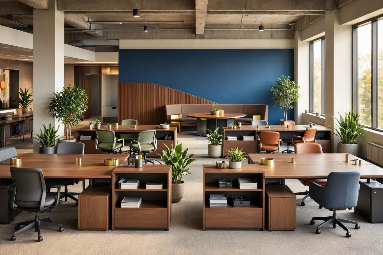 Gestalt grouping — workstations arranged by team proximity