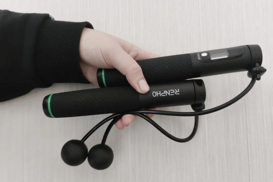 Smart jump rope with ball attachments for indoor use