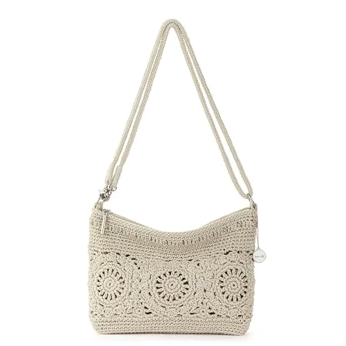 The Sak Lumi Convertible Crossbody — front view, hand-crocheted texture