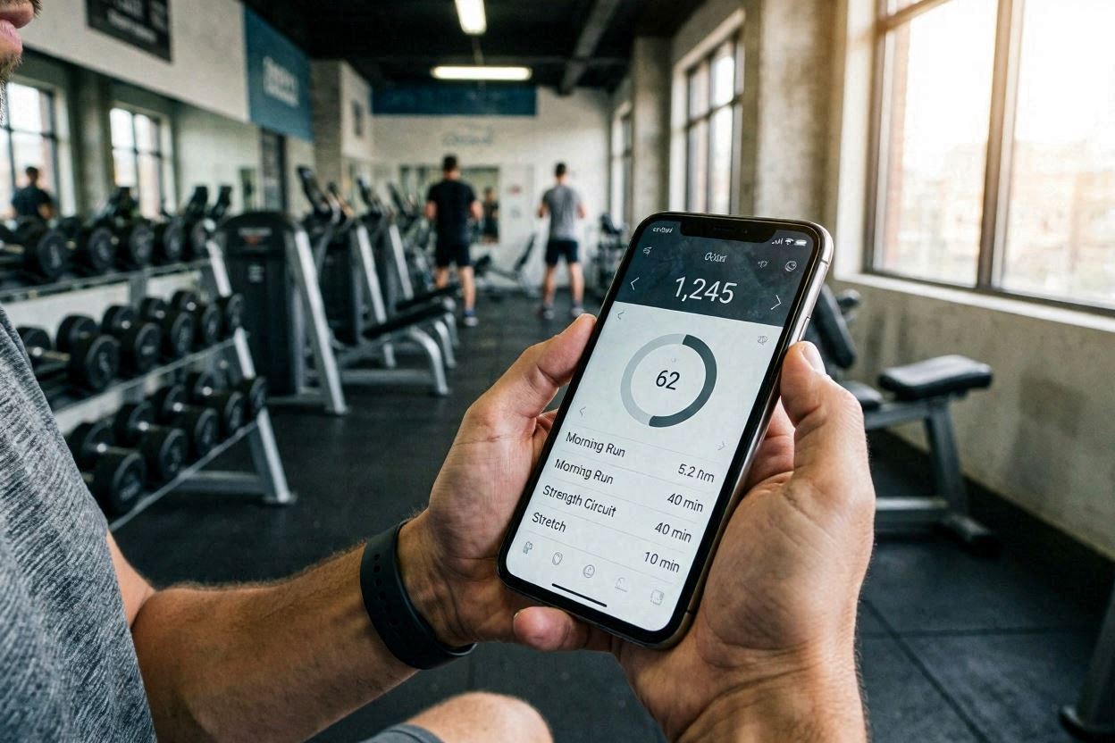 Fitness tracking app on smartphone screen