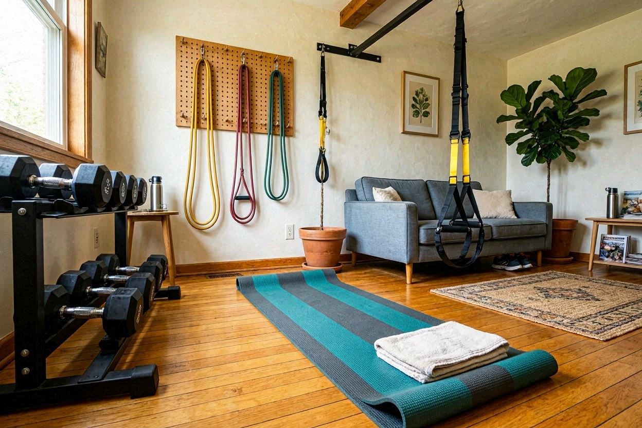 Home gym setup with essential training equipment