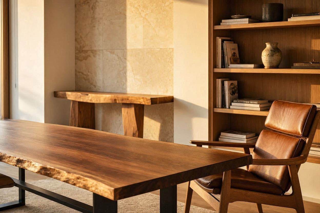 Interior featuring custom wood furniture pieces