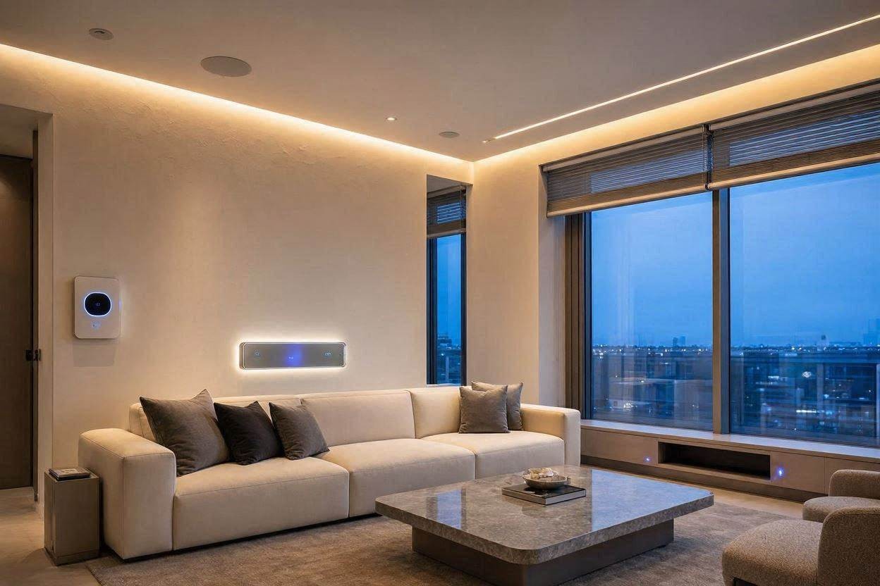 Modern interior with integrated smart lighting
