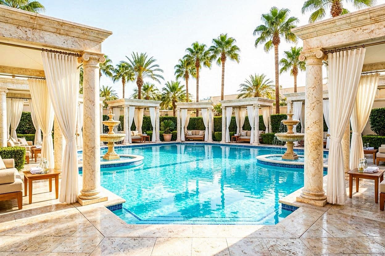Luxury pool and cabanas