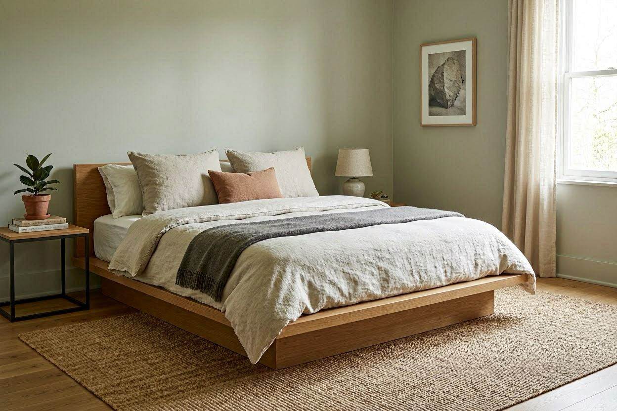 Neoclassical luxury bedroom with panel molding, arched windows, and chandelier