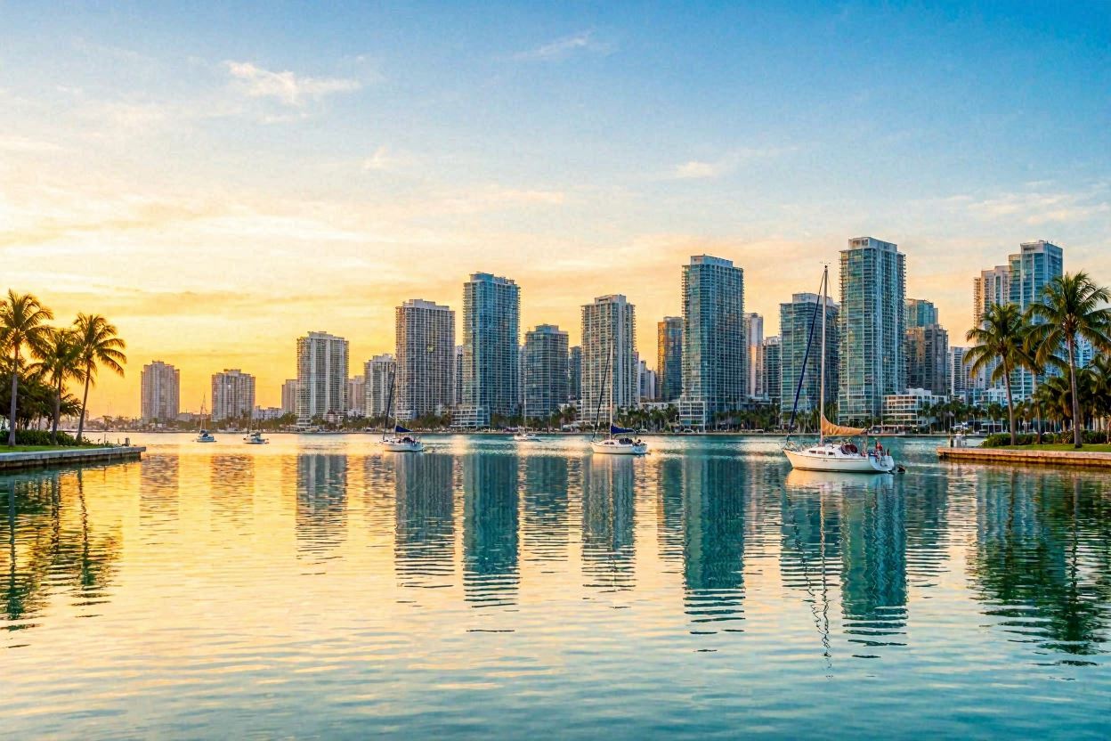 Miami skyline at golden hour