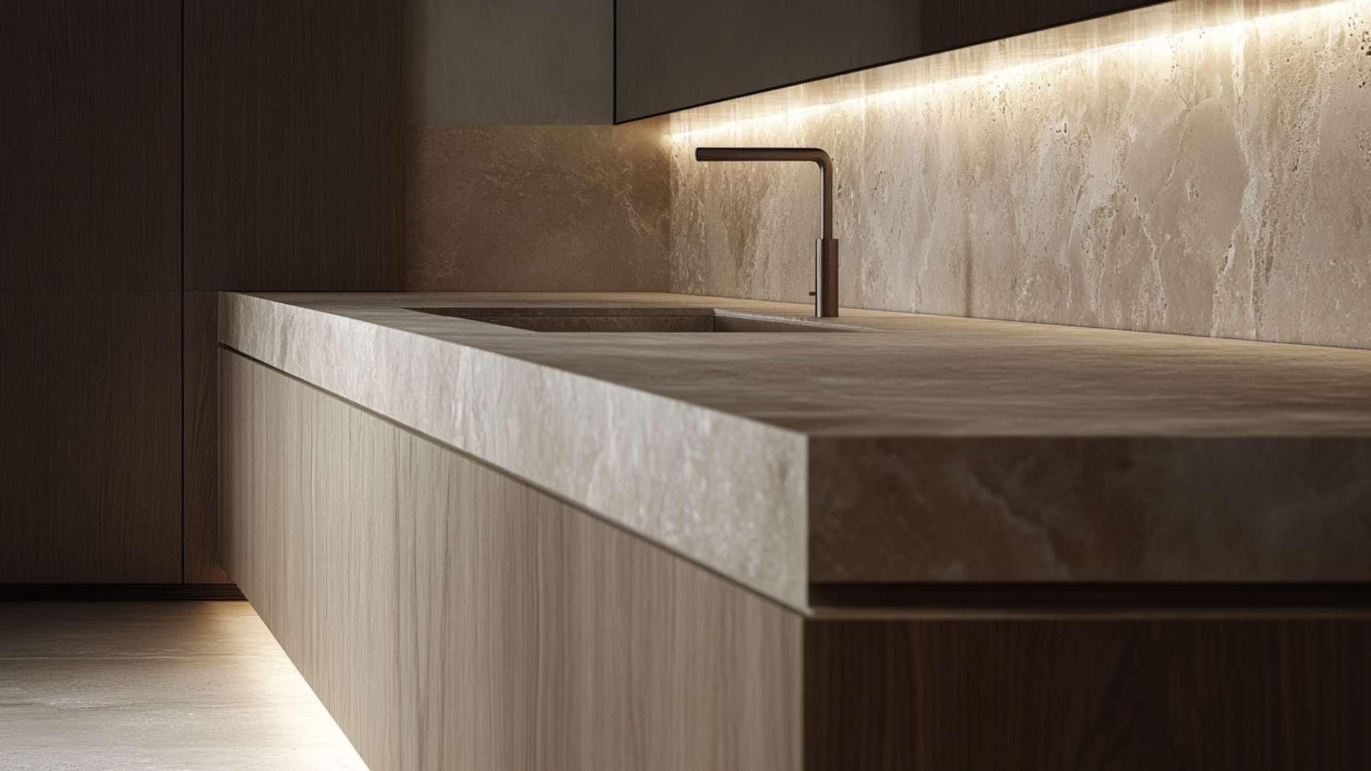 Interior with sculptural curved furniture and natural light