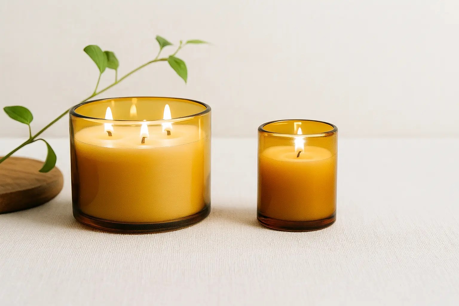 Beeswax candle as atmospheric lighting