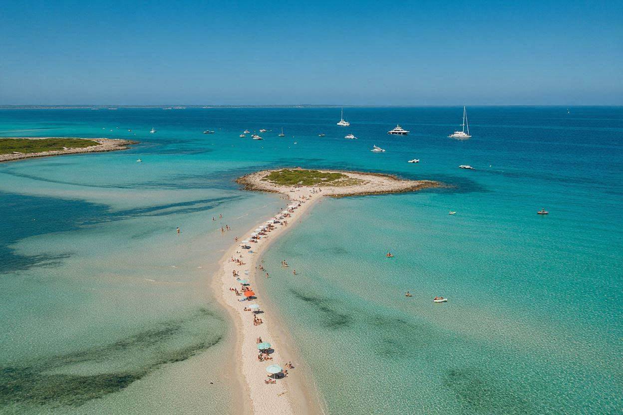 Horizontal AI-generated version of Playa de Ses Illetes, Formentera