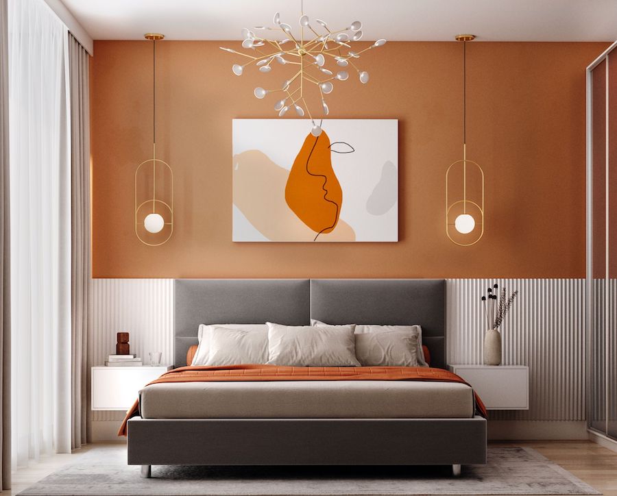 Terracotta tones in a bedroom setting