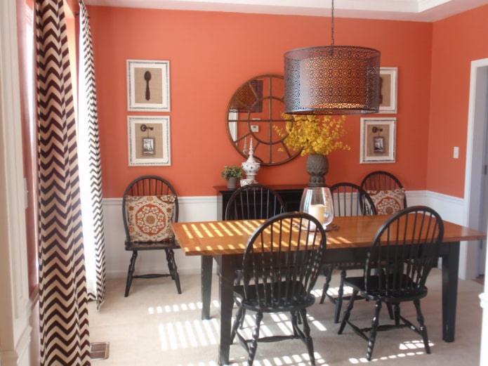 Terracotta dining room with warm tones