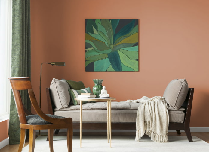 Terracotta paired with green accents
