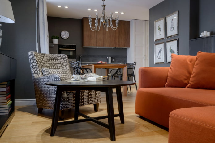 Terracotta sofa in a living room