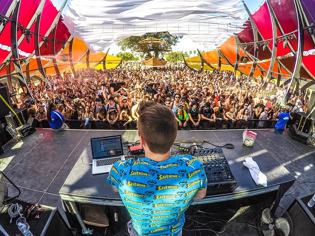Ultra Miami Bayfront Park stages at night