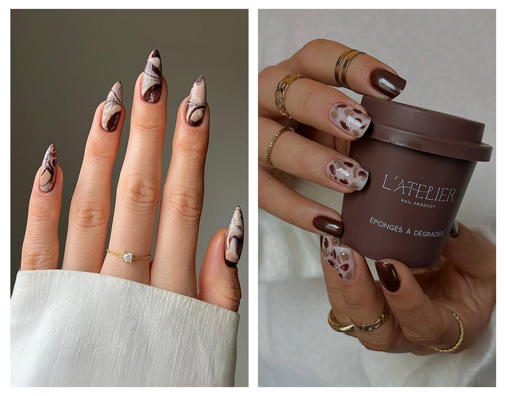 Coffee latte art manicure