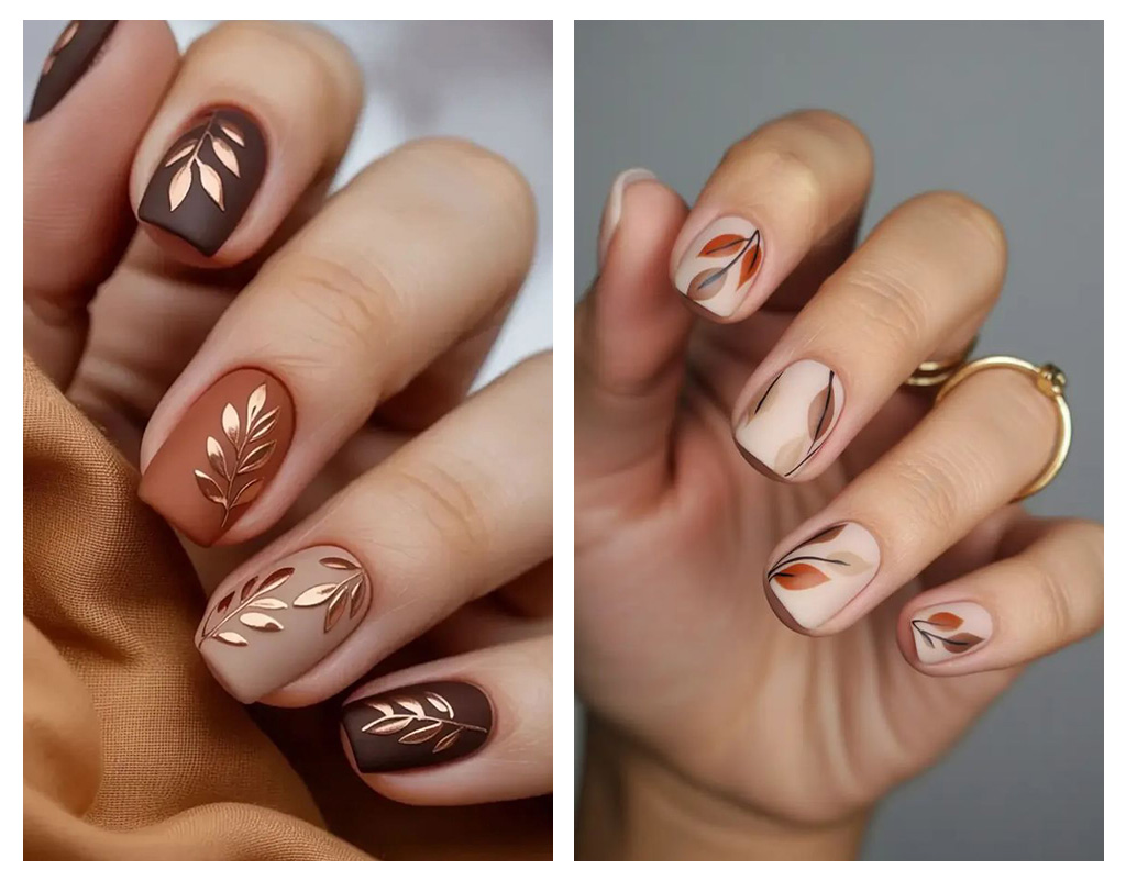 Leaf designs manicure