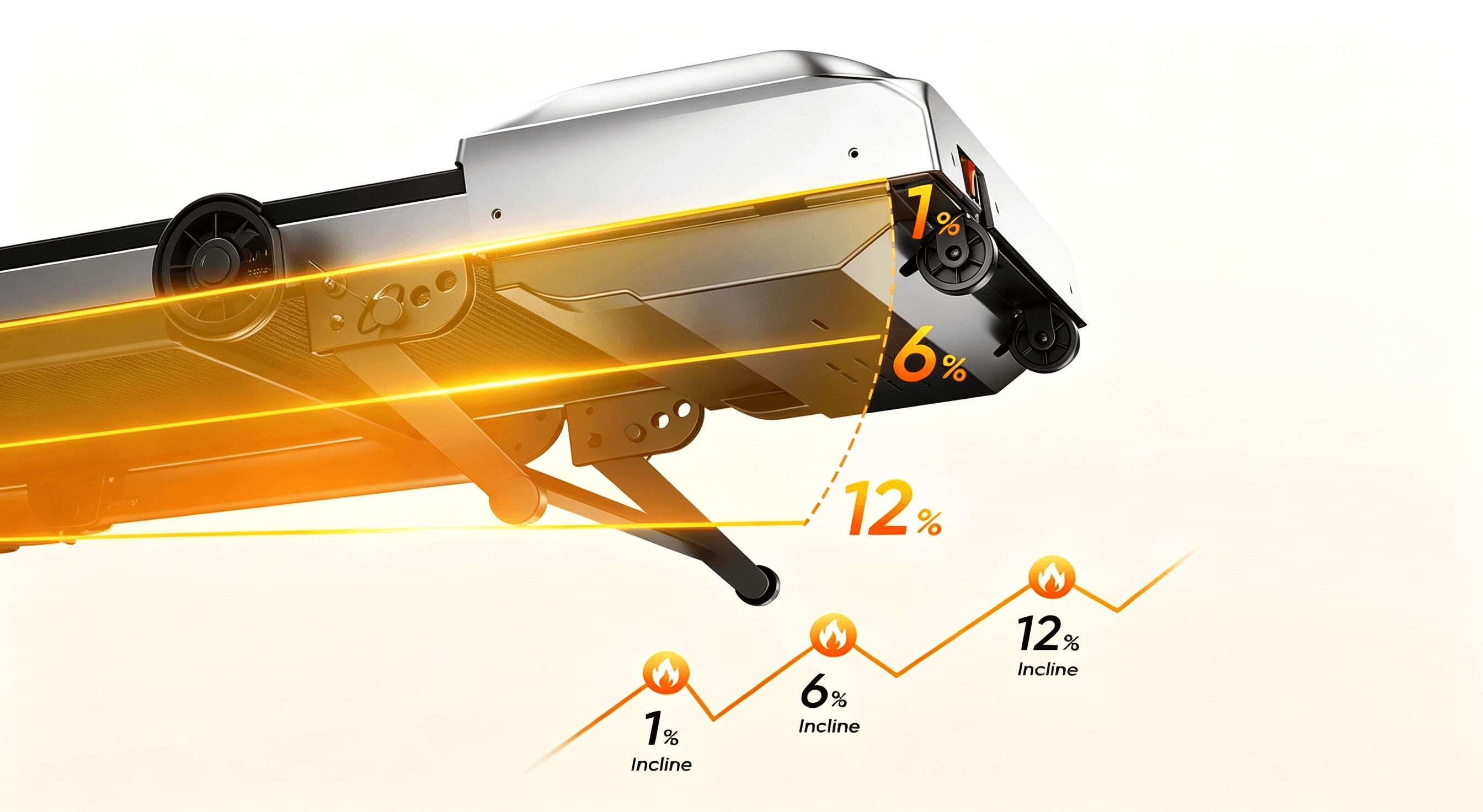 Treadmill incline adjustment levels demonstrated on a folding home model